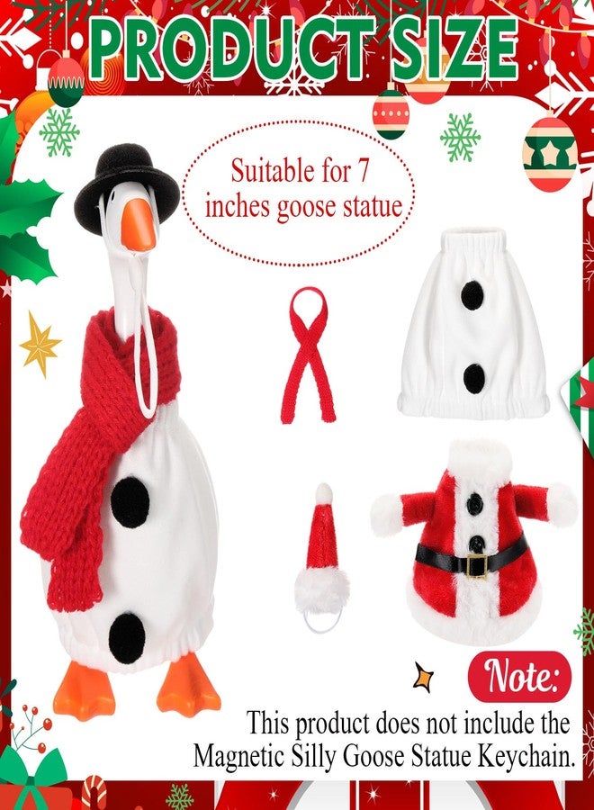 Abbylike 2 Sets Christmas Mini Desk Goose Outfits 7 Inch Cute Magnetic Silly Goose Statue Winter Holiday Decor Gifts for Christmas Holiday Home Office Table Desk Key Holder Decor(Santa Claus Snowman) - Image 2